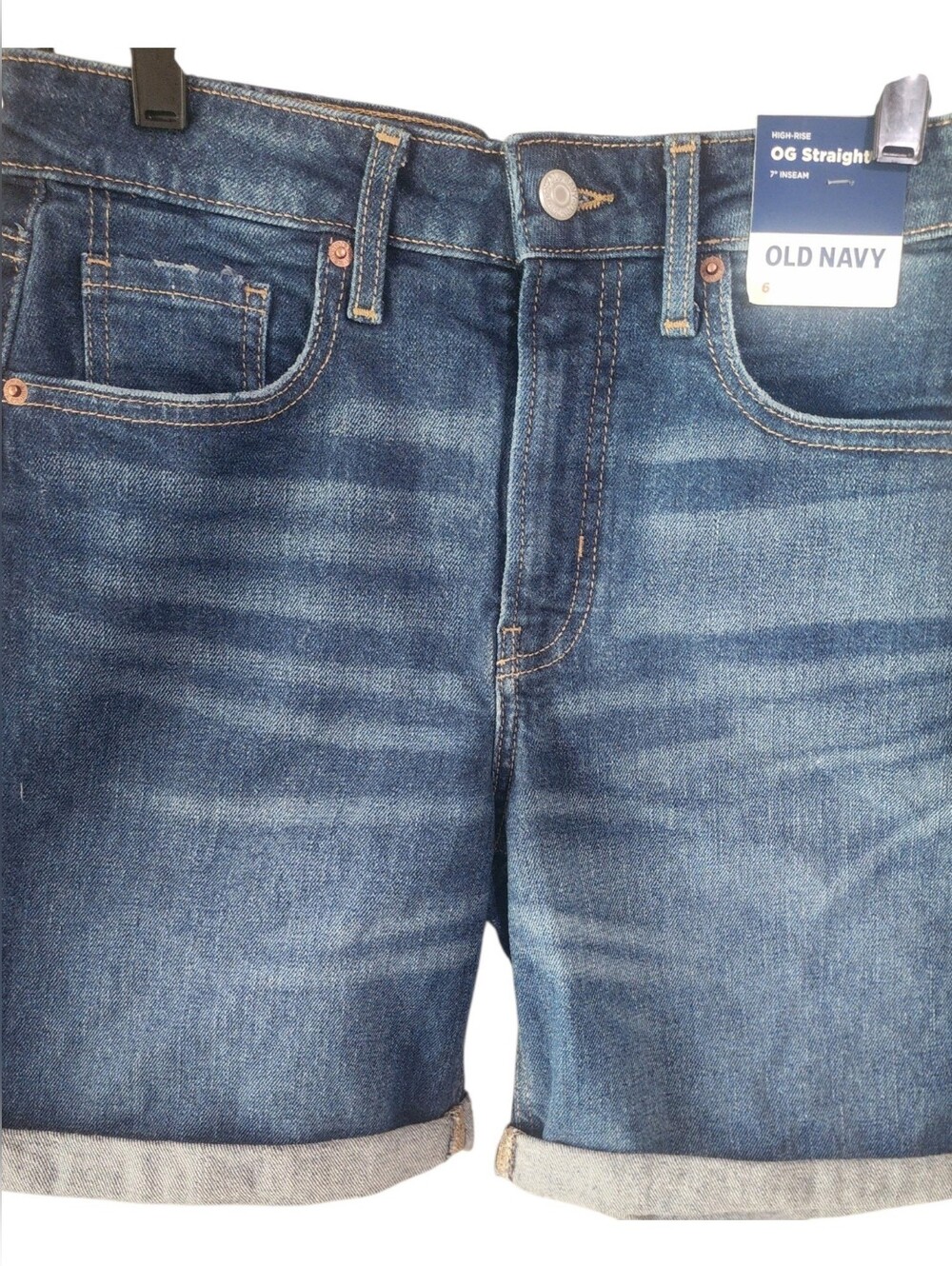 Old Navy Womens Straight Indigo Blue Denim Shorts Sizeme 6 NWT